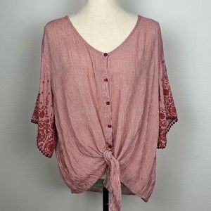 Dylan Ryan striped tie front top